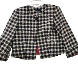 Larry Levine Womens Checkered Wool Blend Jacket Size 10 Black & White